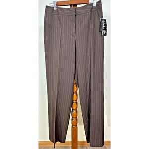 Rafaella Womens Brown Pinstripe Pants Size 10 Stretch Career Dress NWT !!